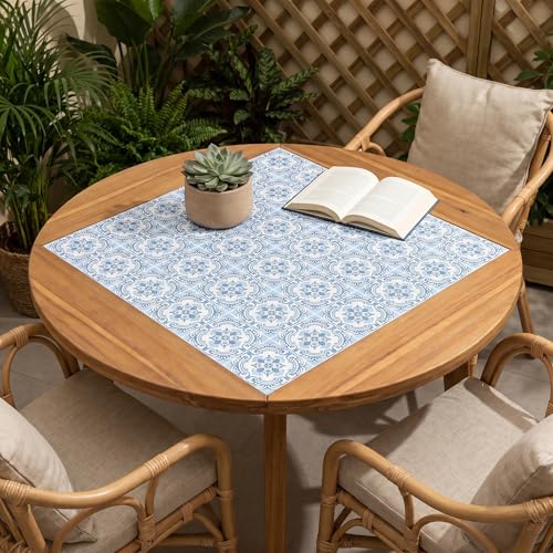 30 Pack, 4x4 Inch Classic Portuguese Azulejo Tile Decals, Blue and White Peel and Stick Vinyl for Backsplash, Stairs & Furniture (Light Blue) - color: Light Blue