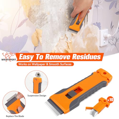 WRAPXPERT Wallpaper Tools Wallpaper Smoothing Tool Kit with Felt Squeegee,Seam Roller,Razor Scraper,Wrapping Paper Cutter for Peel and Stick Contact Paper,Vinyl Backsplash Tile,Bathroom,Window Film - color: Green