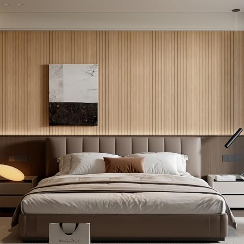 YU LI 3DH Peel and Stick PVC Slat Wall Panel 236"x15.75" Self-Adhesive Thick Faux Oak Wood Grain Wallpaper Panel 3D Soundproof Wall Panels for Walls & Ceilings - color: Oak, size: 15.8" x 236"