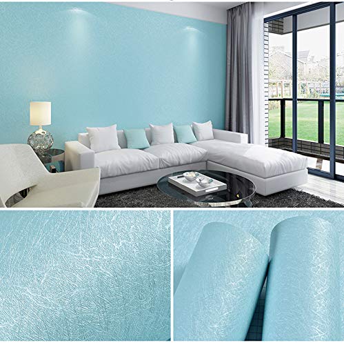 MelunMer Blue Silk Wallpaper Peel and Stick Removable Textured 15.7"x393" - color: Blue, size: 15.7" x 393"