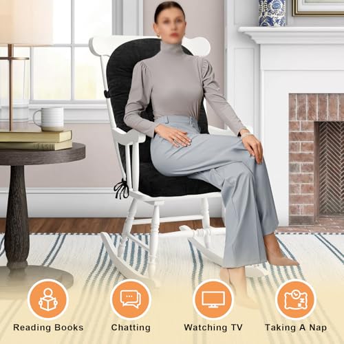 Rocking Chair Cushion, 44 x 19 x 4 Inch, Black Charcoal - color: Black Charcoal