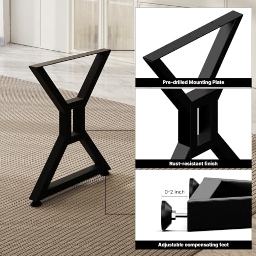28” Heavy Duty Metal Table Legs For Coffee Tables, Hourglass, 2 Pack - size: 28" × 24" Hourglass
