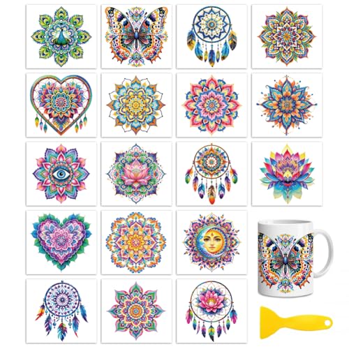 Peacoblue Boho Dreamcatcher Rub On Transfers for Craft, Transfer Sticker - style: Bohemia Mandala Dreamcatcher