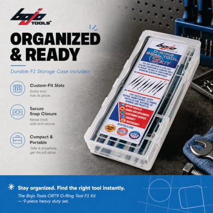 Bojo Tools Tool Kit, Heavy Duty Plastic 9-Piece O-Ring Set Hook Pick - size: O-Ring Tool F1 Kit