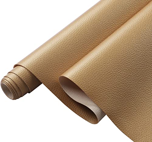 Picheng Pearlescent Faux Leather Fabric: 13.8" x 53" Soft Faux Leather Roll - color: Gold