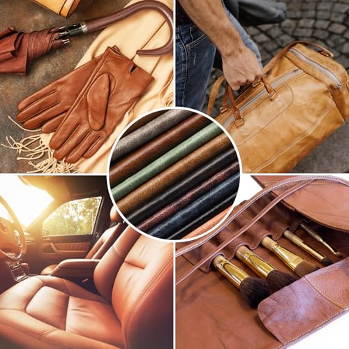 Faux Leather Fabric, Soft Synthetic PU Fabric Material, Thick Durable Synthetic Repholstery Leather Vinyl, Soft Touch Distressed DIY Crafts, Upholstery - Individual 1 Yards Cut 36" x 54"- Light Blue - color: Light Blue