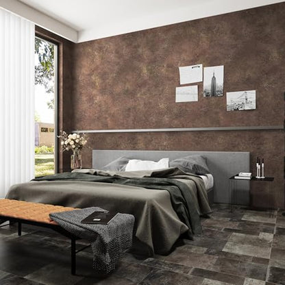 48x354in Extra Wide Concrete Wallpaper Peel and Stick Retro Brick Red Granite Countertop Contact Paper Brown Rock Wall Paper Matte Thick Bubble-Free Design Waterproof Self-Adhesive Vinyl Wall Stickers - color: Brick Red, size: 48" x 354"