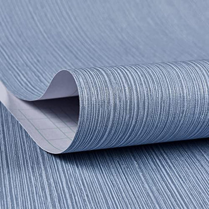 Haimin Grasscloth Wallpaper Textured 24in X 393in Fabric Contact Paper Grey Blue Wall Paper Textured Linen Peel and Stick Self-Adhesive Thick Vinyl Embossed Film Wallpaper (Gray Blue) - color: Gray/Blue