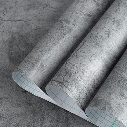 Gray Concrete Contact Paper Matte Thick Textured Grey Cement Wallpaper Peel Stick Countertop Contact Paper Removable Waterproof Adhesive Industrial Style Wall Sticker Kitchen Table Vinyl Wrap 16"x118" - color: Cement Gray, size: 16" x 118"