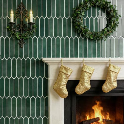10-Sheet Peel and Stick Backsplash Tile, Self-Adhesive Green Long Hexagon Wall Tiles, Stick on Backsplash for Kitchen, Bathroom, Fireplace, RV, Thicker Design(12"×12"). - color: Green