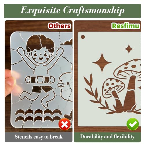 Mushroom Stencils for Crafts Reusable 20Pcs Stencils(5.8X5.8 Inch) - color: Mushroom 2