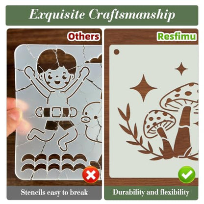 Mushroom Stencils for Crafts Reusable 20Pcs Stencils(5.8X5.8 Inch) - color: Mushroom 2