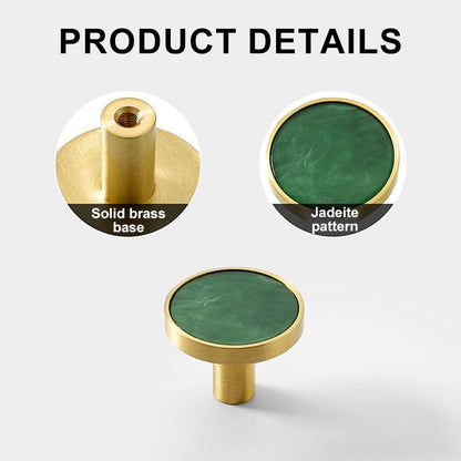 8 Pack Cabinet Knobs & Drawer Pulls, 32mm Classic Round Cabinet Hardware with Screws, Modern Simple Design for Kitchen Dresser Cupboard Office Drawer and Door Handles, Green