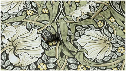 HAOKHOME William Morris Style Wallpaper Sage Green Mural 17.3in x 32.8ft - color: Sage Green/Yellow, size: L: 17.3in x 32.8ft