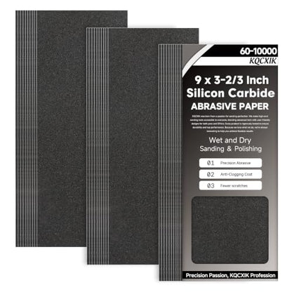 Premium 30-Sheet 180 Grit Wet Dry Sandpaper, 9 x 3-2/3 Inch - style: 180Grit