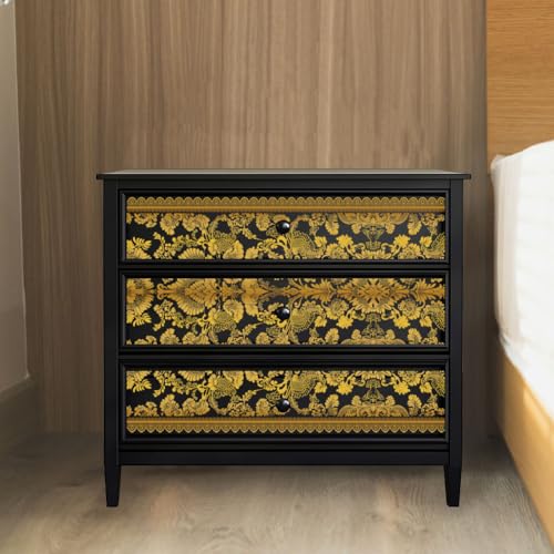 Peacoblue Exquisite Gold Lace Rub On Transfers for Furniture Craft 6"x12" - style: Exquisite Gold Lace