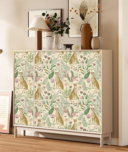 Floralplus Peel and Stick Wallpaper Leopard Removable Wallpaper - color: Beige, size: 17.5" x 118"