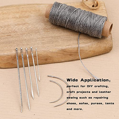 Waxed Thread 55 Yards, Leather Sewing Waxed Thread Dark Gray - color: Dark Gray, size: 55Yard