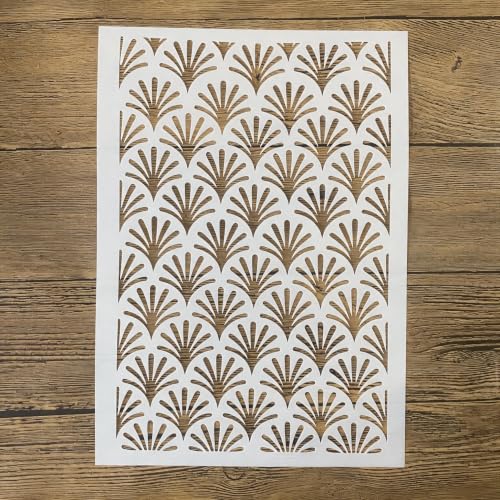 TIAMECH A4 Reusable Fan Shell Stencil for Painting - color: Fan Shell