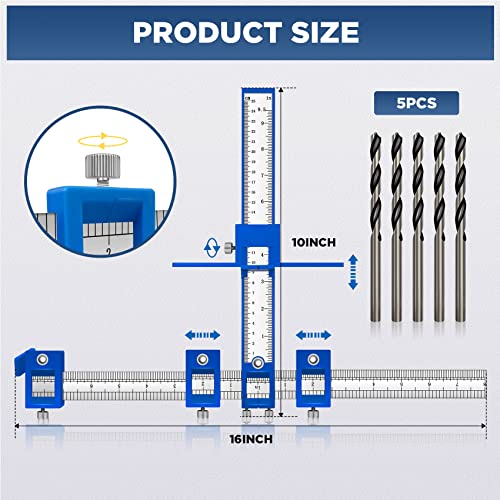 Cabinet Hardware Jig, Cabinet Handle Jig, Cabinet Hardware Template Tool, Punch Locator Drill Guide for Handle Knob Pull Installation of Door and Drawer woodworking tools