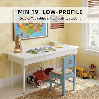 Yuleimy Adjustable Metal Table Legs 19-30 Inch, Heavy Duty Desk Leg, White - color: White 4-pack