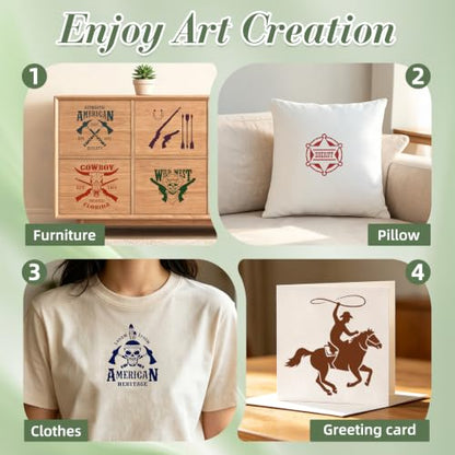 Western Cowboy Stencils for Crafts Reusable 28Pcs Stencils(5.8X5.8 Inch) - color: Cowboy