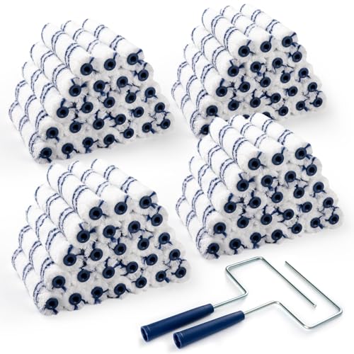 100Pcs 6 Inch Paint Rollers, Microfiber Covers with Roller Frame - size: 6 Inch Paint Roller Kit, 100 Pack