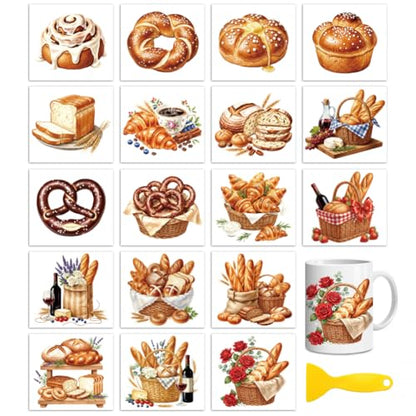 Peacoblue Various Breads Rub On Transfers for Craft, Transfer Sticker - style: Various Breads