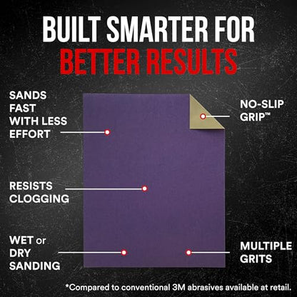 3M Pro Grade Precision Faster Sanding Sheets, 220 Grit, 11 x 9 in (20 Pack) - size: 20