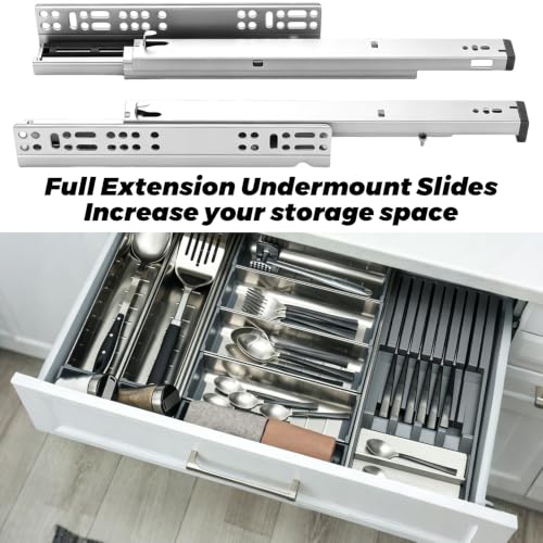 2 Pairs Undermount Drawer Slides 14 Inch Soft Drawer Slides - size: 14 IN