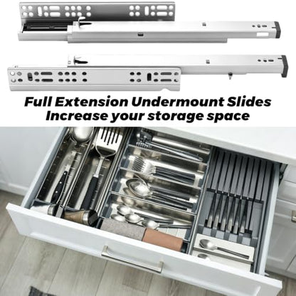 2 Pairs Undermount Drawer Slides 14 Inch Soft Drawer Slides - size: 14 IN