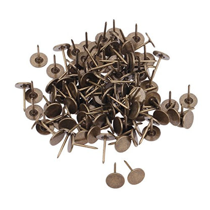 dophee100Pcs 7/16 Inch Bronze Decorative Upholstery Tacks Nails, Flat Head - size: Style 2
