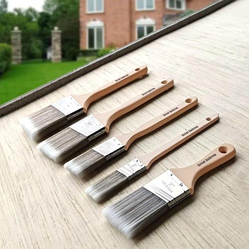 Great Andrew 5 Pack Angled Paint Brushes 1" 1.5" 2" 2.5" 3" - size: 5 PCS, 1/1.5/2/2.5/3"