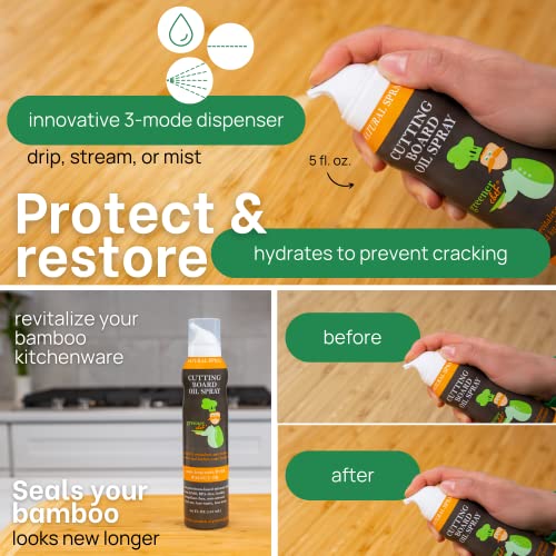 Greener Chef Non Toxic Cutting Board Oil - Innovative Spray for No Mess and Less Waste - Pure Italian Walnut Oil Conditioner for Wood Butcher Blocks, Bamboo Chopping Boards and Wooden Kitchen Utensils