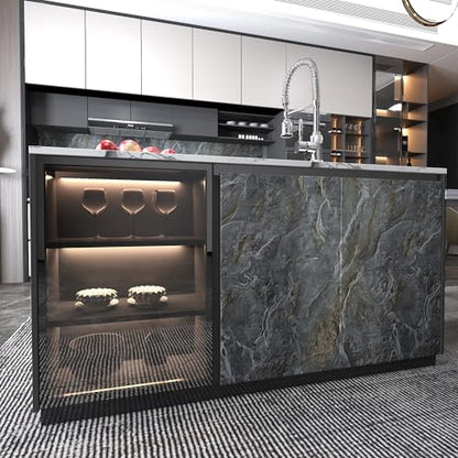 Gray Gold Marble Peel and Stick Wallpaper 48" x 394" - color: Grey gold, size: 48" x 394"
