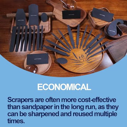 16PCS Cabinet Card Scrapers, High-Strength Blue Spring Steel Woodworking Tools for Engraving, Deburring, Polishing & Contour Sanding - size: Set B