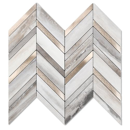 Yipscazo 10-Sheet Wood Grain Herringbone Peel and Stick Backsplash for Kitchen Walls,Heat Resistant PVC Mixed Metal Stick on Backsplash Tiles,Waterproof Peel and Stick Tile for Bathroom&Shower - color: Wood Grain + Gold Metal