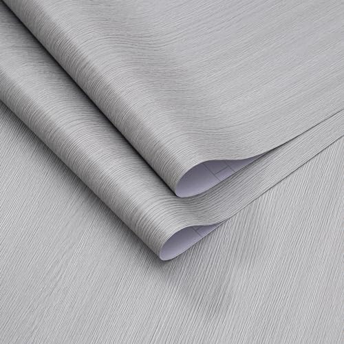 Haimin Wallpaper 24" x 393" Wood Contact Paper Peel and Stick Vinyl Roll - color: Grey (04)