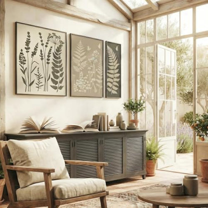 Botanical Wall Stencil, 6 Pc Reusable Fern, Leaf & Flower Templates