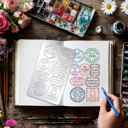 UNICRAFTALE 2Pcs Bill Digital Stamp Text Metal Stencils Retro Stainless Steel Number Words Template Reusable Bookmark Label Stencil for Card Making DIY Scrapbooking 6.96"x3.97" - style: Bill Digital Stamp Text