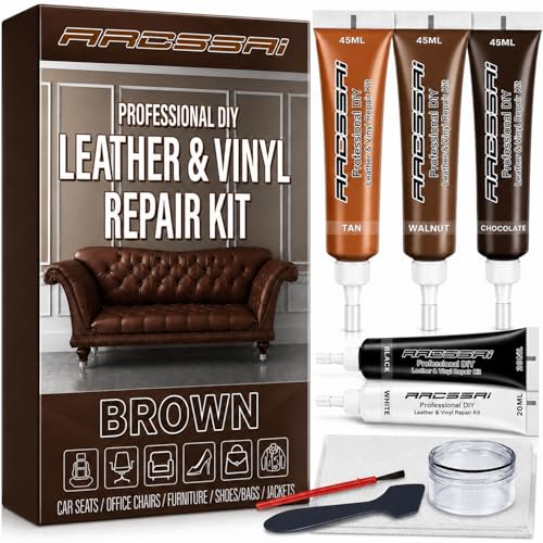 Brown Leather Repair Kit for Furniture & Couches, Car Seat Vinyl Repair Kit