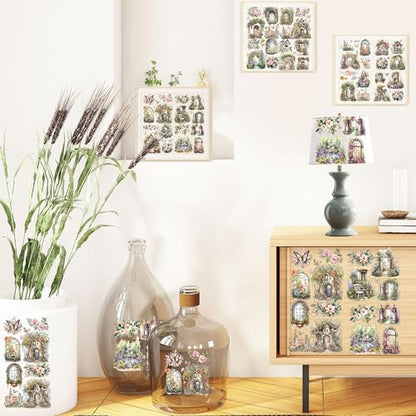 16 Pcs Garden Flower Rub-On Transfers for Furniture & Crafts - style: Flower Garden