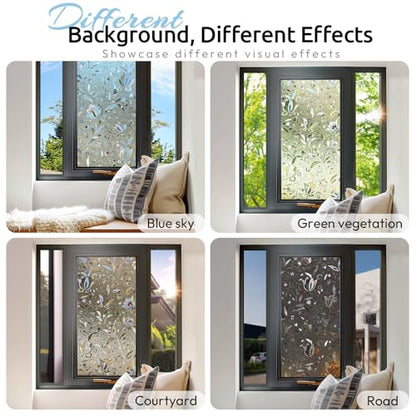 rabbitgoo Window Privacy Film, Stained Glass Cling, Brown 17.5" x 118.1" - color: Taupe, size: 17.5" x 118.1"