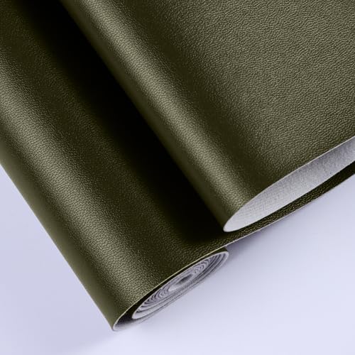 Vinyl Faux Leather Upholstery Fabric,Soft Smooth Surface,Marine Vinyl Faux Leather Sheets,Replacement Renovate for Upholstery Muscle Car,Furniture,Sofa. (Dark Green-1Y, 1 Yard) - color: Dark Green-1y