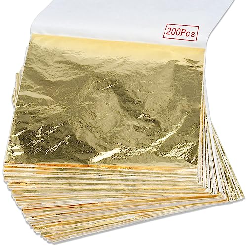 200Pcs Gold Leaf Sheets for Gilding, Art, Crafting, 5.5"x5.5" - size: 200pcs