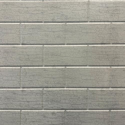 From Plain To Beautiful In Hours 129 Subway PVC 2' x 8' Glue-up Backsplash Panels (Covers / 32 sq.ft), Distressed White, 2 Piece - color: Distressed White, size: Pack of 2
