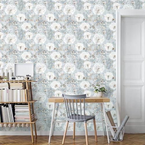 Nukofal Floral Wallpaper Peel and Stick Dandelion Contact Paper 16.9"x118" - color: Dandelion, size: 16.9" x 118.1"