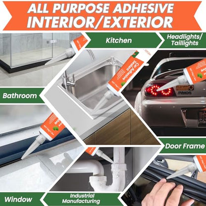 RTV Silicone Sealant Adhesive, 100% Waterproof Silicone Caulk, Strong Adhesion, Shrink & Crack Resistant, All-Purpose Caulk for Car, Kitchen, Bathroom, Window & Door Sealing – 3.4 Fl. Oz (Black) - color: Black