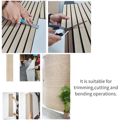 Modern Wood Slat Wall Panels, Peel and Stick Acoustic Panels, Self-Adhesive Wall Covering and Easy Installation, 8-Pack 47.24x11.81in. Natural Wood Finish (Oak) - color: Oak