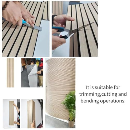 Modern Wood Slat Wall Panels, Peel and Stick Acoustic Panels, Self-Adhesive Wall Covering and Easy Installation, 8-Pack 47.24x11.81in. Natural Wood Finish (Oak) - color: Oak